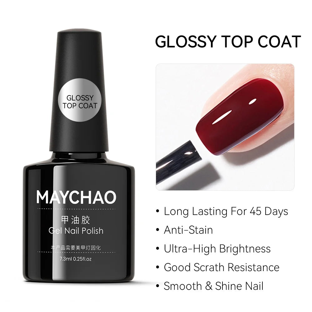 MAYCHAO Transparent Nude Jelly Gel Nail Polish Semi Permanent 7.3ml Top Coat Soak Off UV LED Varnish Nail Art Design Base Gel