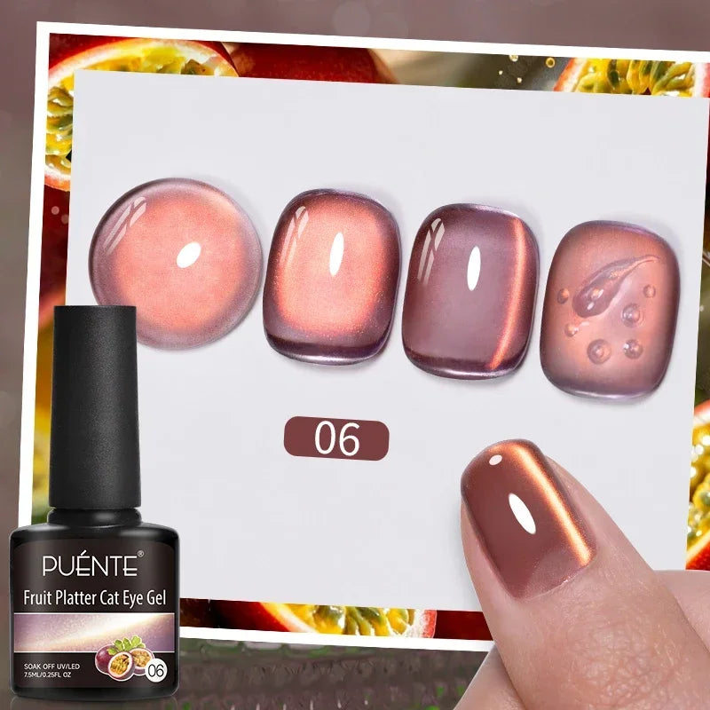 PUENTE 7.5ML Smooth Ceramics Cat Magnetic Gel Nail Polish White Moonlight Shades Cat Eye Soak Off UV Nail Art Varnish Manicure