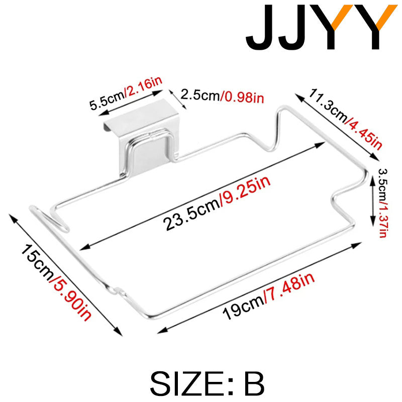 JJYY Kitchen Trash Rack Cabinet Door Garbage Bags Holder Stainless Steel Closet Garbage Storage Holder Kitchen Storage Supplies