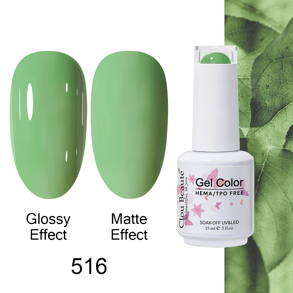 Clou Beaute 15ml HEMA TPO FREE Color Gel Nail Polish Nude Pink Red Green Collection Nail Gel Polish Glitter Soak Off UV LED Gel