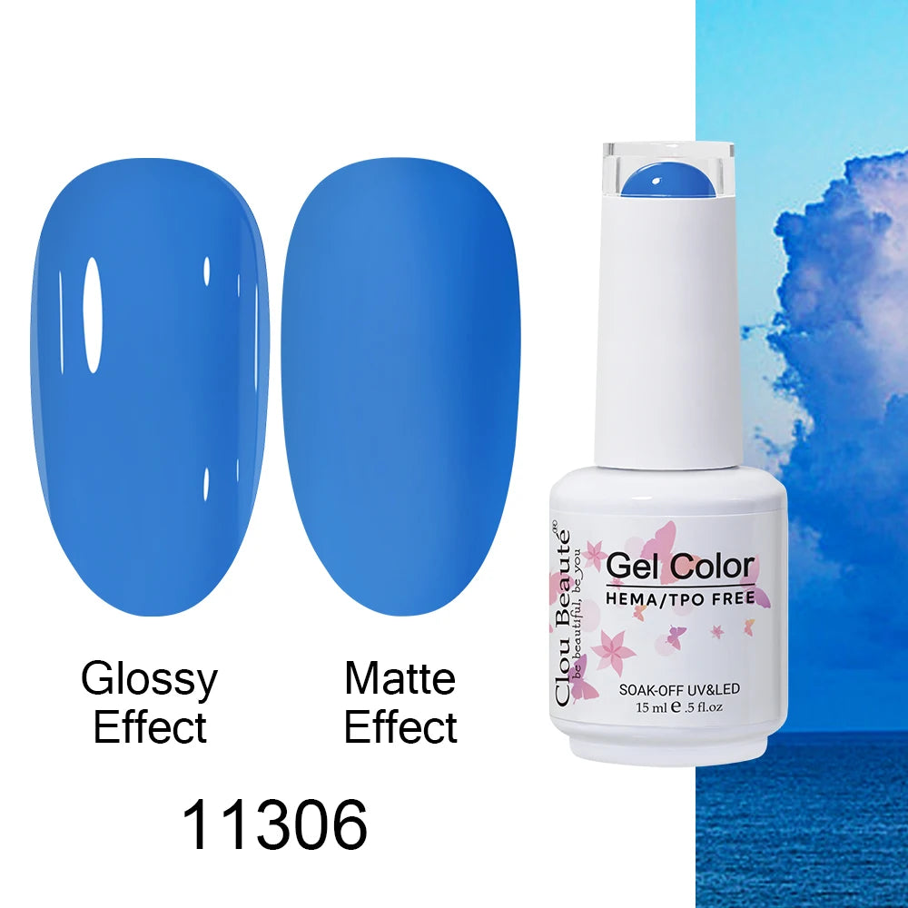 Clou Beaute 15ml HEMA TPO FREE Color Gel Nail Polish Nude Pink Red Green Collection Nail Gel Polish Glitter Soak Off UV LED Gel