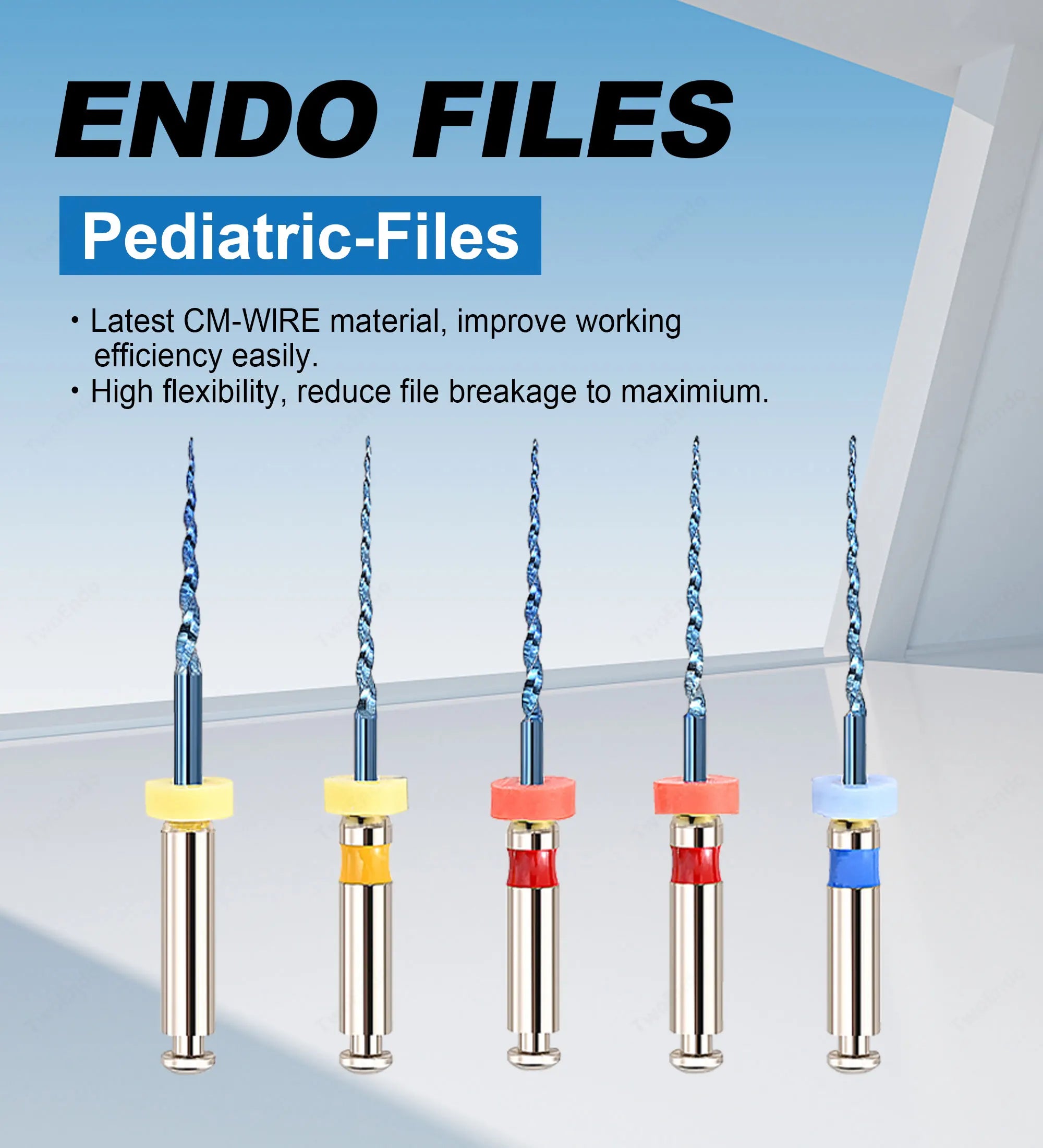 5 PCS/Pack Dental Niti Heat Activated Pediatric Files Rotary For Baby Root Canal Treatment Child Endo Files