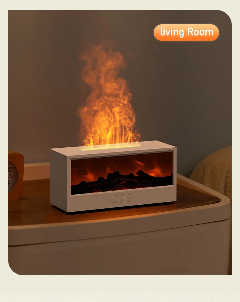 VISSKO Creative Fireplace Air Humidifier Waterless Auto-Off Aroma Essential Oil Diffuser with LED Light Remote Control for Gift