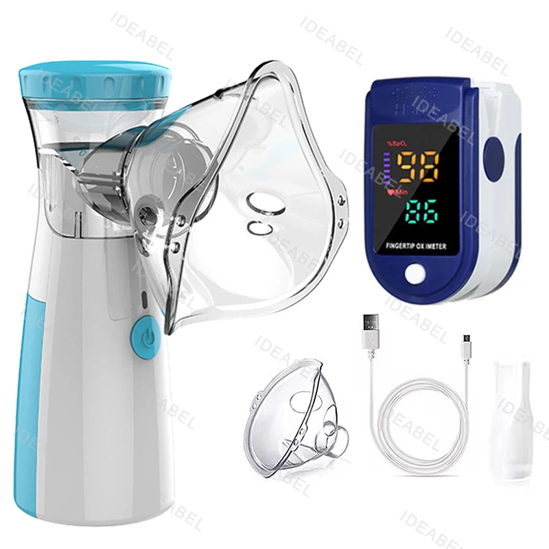 Atomizer Health Care Products Fingertip Pulse Blood Oxygen Portable Nebulizer Mesh Nebulizer Handheld Medical Asthma Inhaler