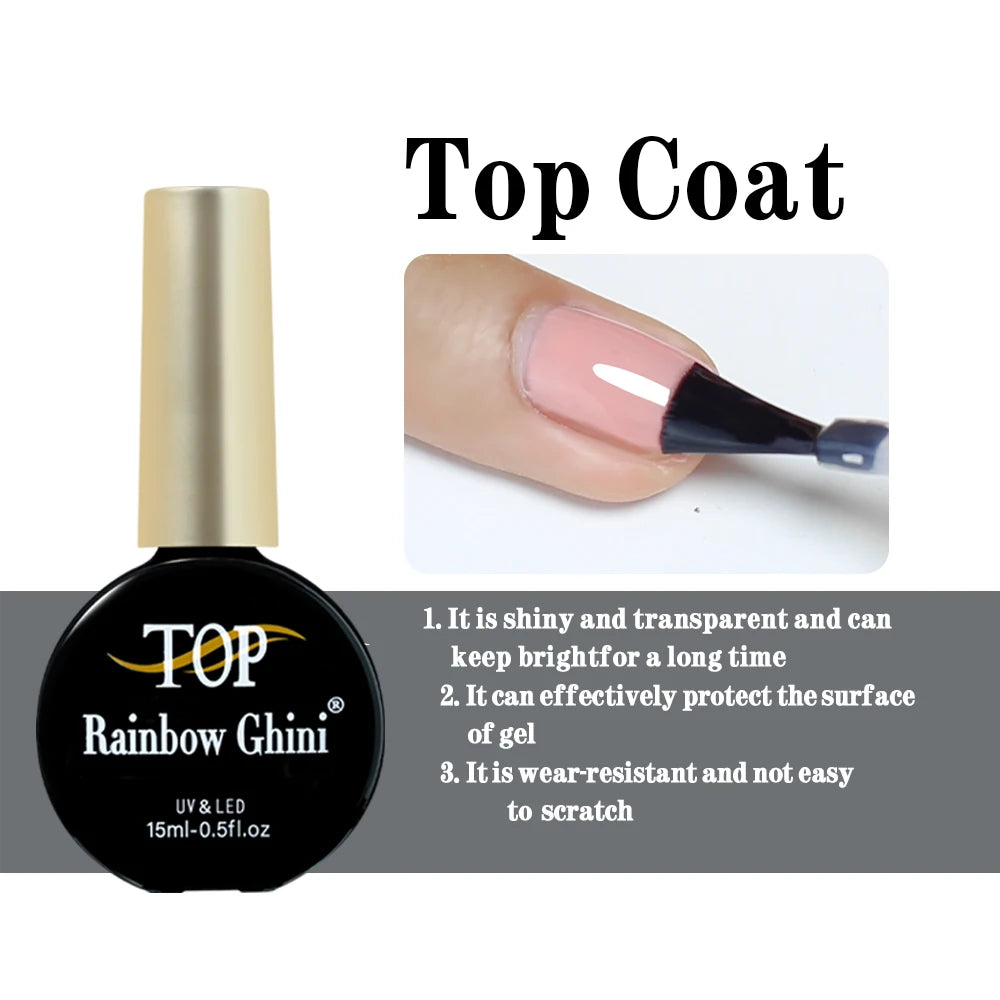 RG 15ML 146Colors HEMA&TPO Free Long Lasting Nail Polish Colorful UV Nail Gel Top Base Coat Supplies For Professional Manicure