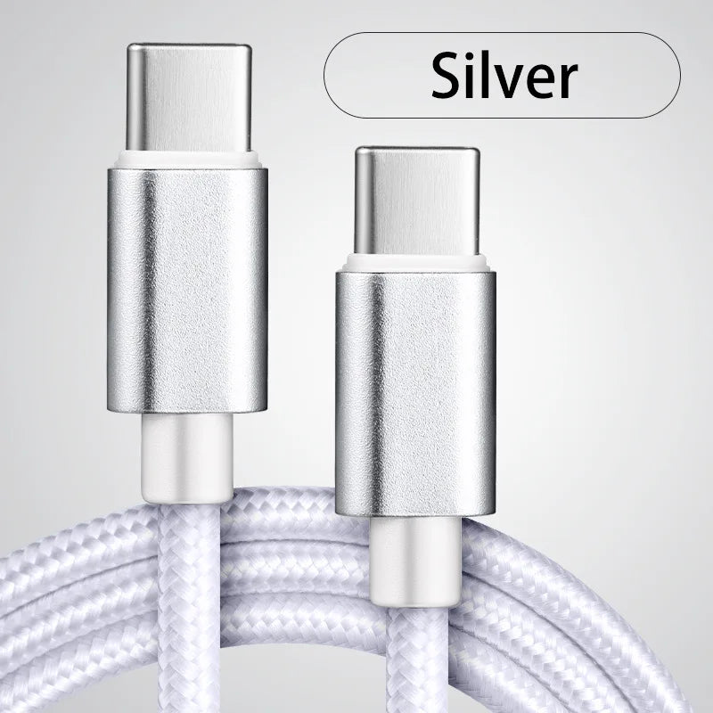 66W 5A Nylon 1m 2m 3m USB C To Type C Fast Charging Cable for Iphone 15 16 Pro Max Samsung S24 Xiaomi OPPO Charging Cable
