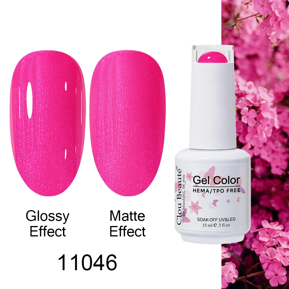 Clou Beaute 15ml HEMA TPO FREE Color Gel Nail Polish Nude Pink Red Green Collection Nail Gel Polish Glitter Soak Off UV LED Gel