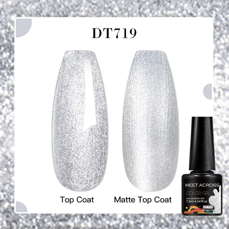 MEET ACROSS 160 Colors 7.3ml Gel Nail Polish Pink Green Blue Fluorescent Summer Glitter Varnish Semi Permanent Nail Art Gel