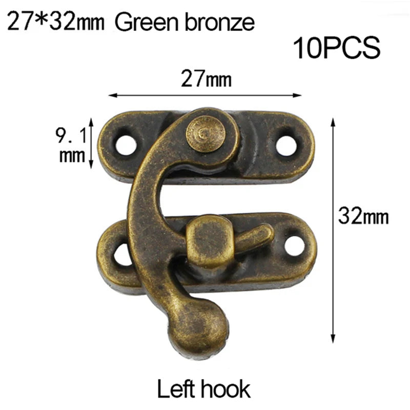 10PCS/bag Vintage Metal Hardware Furniture Wooden Box Leather Bag Hardware Decorative Latch Clasps Lock Padlock Hasp With Screws