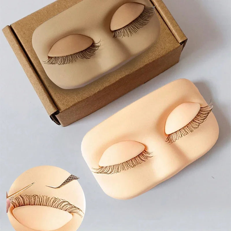 Mini Lash Practice Eyelash Replacement  Training Head Flat Model With Removable  Eyelids With False Eyelashes Head Extension