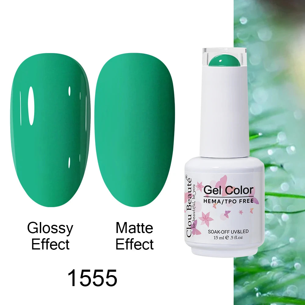 Clou Beaute 15ml HEMA TPO FREE Color Gel Nail Polish Nude Pink Red Green Collection Nail Gel Polish Glitter Soak Off UV LED Gel