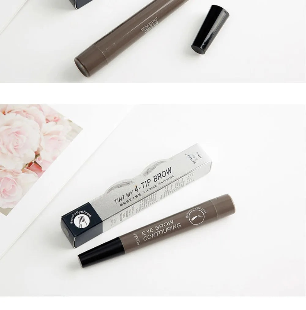 4 Point Head Eyebrow Pencil Long Lasting Waterproof Sweat Proof High Pigmented Eyebrow Tattoo Pen Easy Apply Liquid Brow Makeup