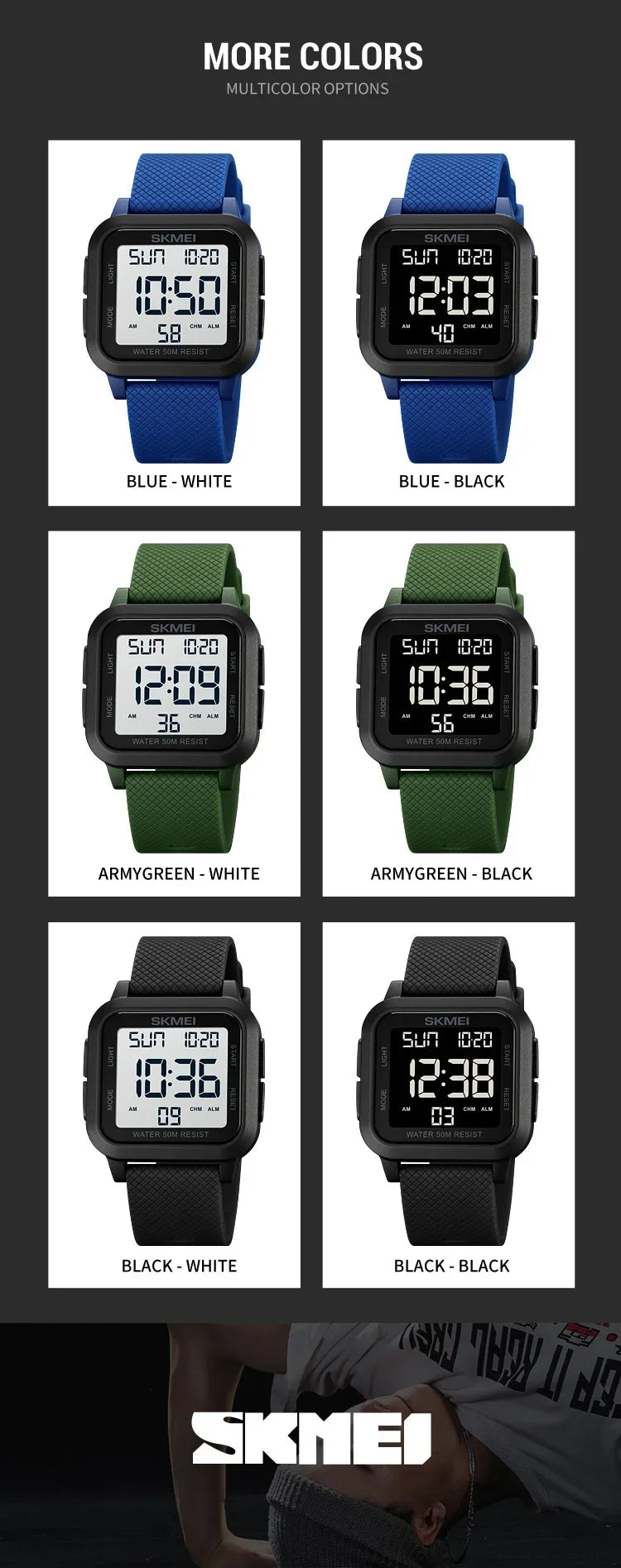 SKMEI 1894 Military Waterproof Mens Watches Electronic Shock Digital Watch For Men Sports Wristwatches 1841 Relogios Masculinos