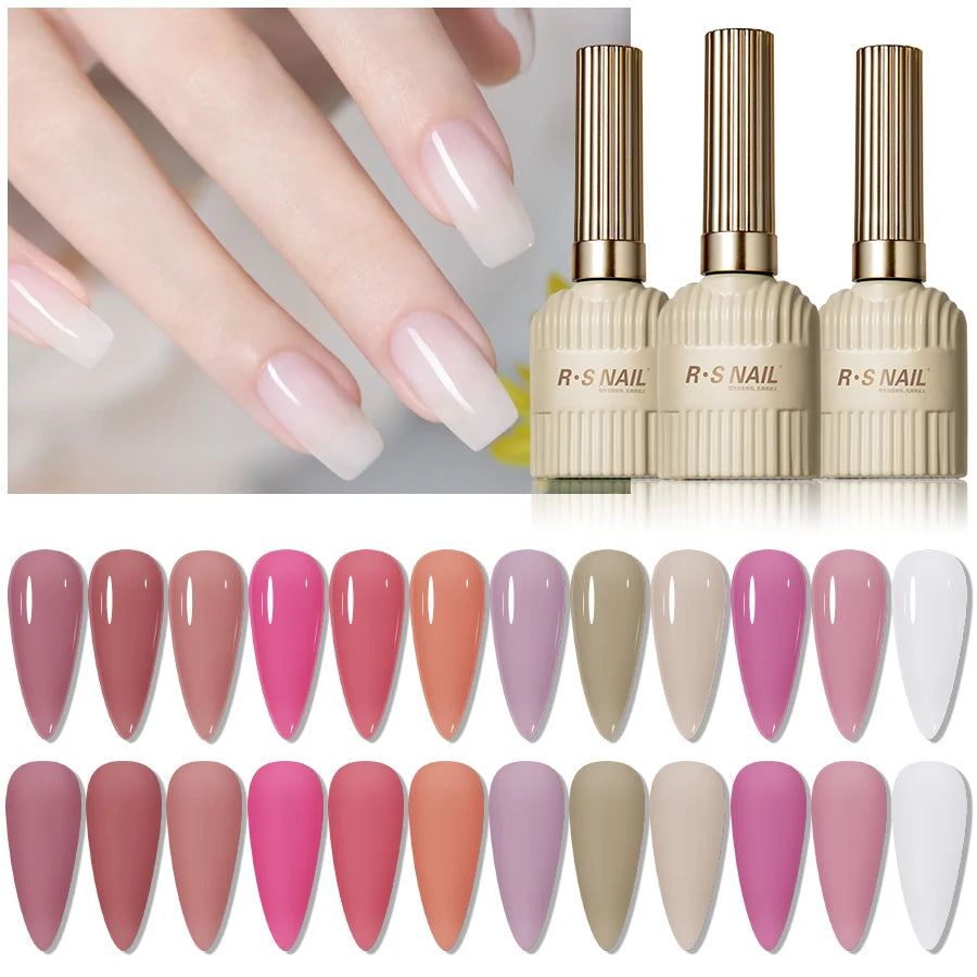 RS NAIL Jelly Transparent Gel Nail Polish 10g Summer Nude Pink Gel Polish Semi Permanent Soak Off UV LED Varnish Jade Nail Gel