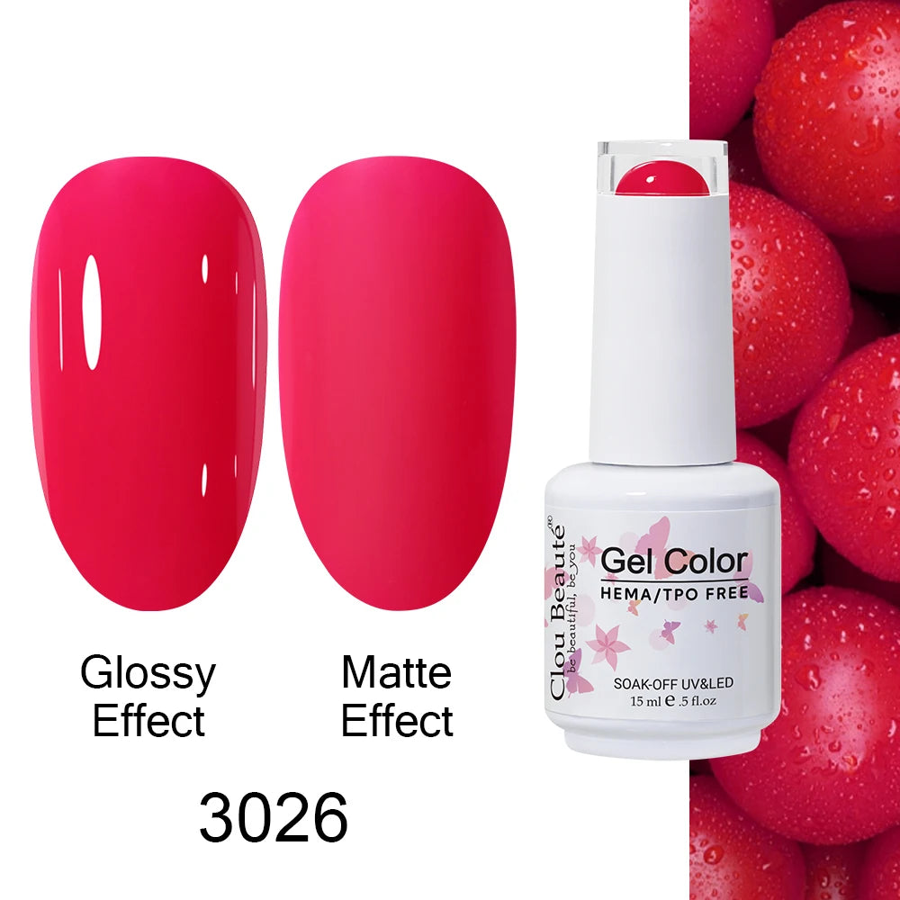 Clou Beaute 15ml HEMA TPO FREE Color Gel Nail Polish Nude Pink Red Green Collection Nail Gel Polish Glitter Soak Off UV LED Gel