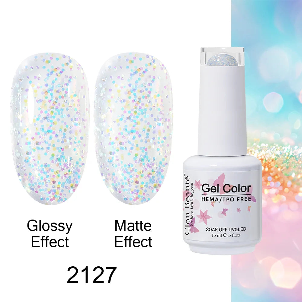 Clou Beaute 15ml HEMA TPO FREE Color Gel Nail Polish Nude Pink Red Green Collection Nail Gel Polish Glitter Soak Off UV LED Gel