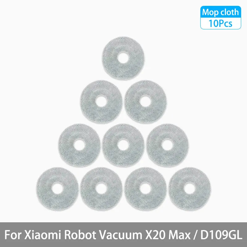 For Xiaomi Robot Vacuum X20 Max / D109GL Parts Accessories Main Brush Side Brush Hepa Filter Mop Cloth Dust Bag Replacement