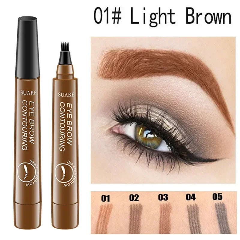 5-Color Four-Pronged Eyebrow Pencil Eyebrow Brush Split Liquid Waterproof Long-Lasting Eyebrows Enhancer Pencil Eyebrow Shadow