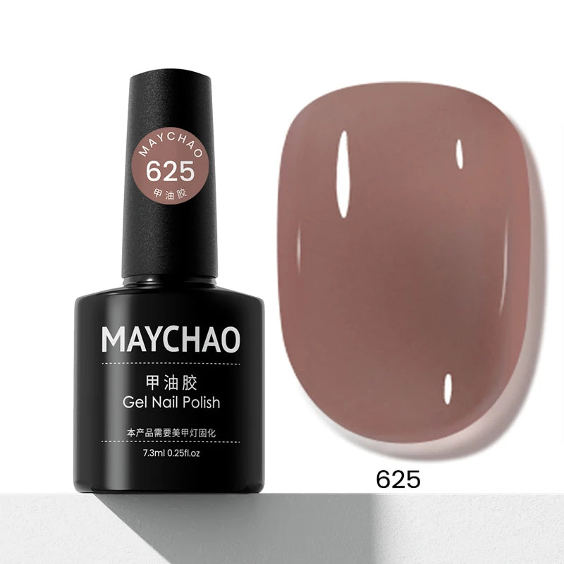 MAYCHAO Transparent Nude Jelly Gel Nail Polish Semi Permanent 7.3ml Top Coat Soak Off UV LED Varnish Nail Art Design Base Gel