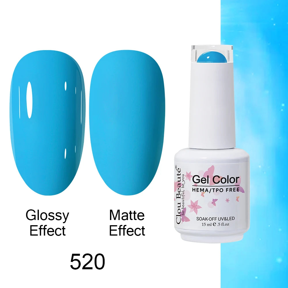 Clou Beaute 15ml HEMA TPO FREE Color Gel Nail Polish Nude Pink Red Green Collection Nail Gel Polish Glitter Soak Off UV LED Gel