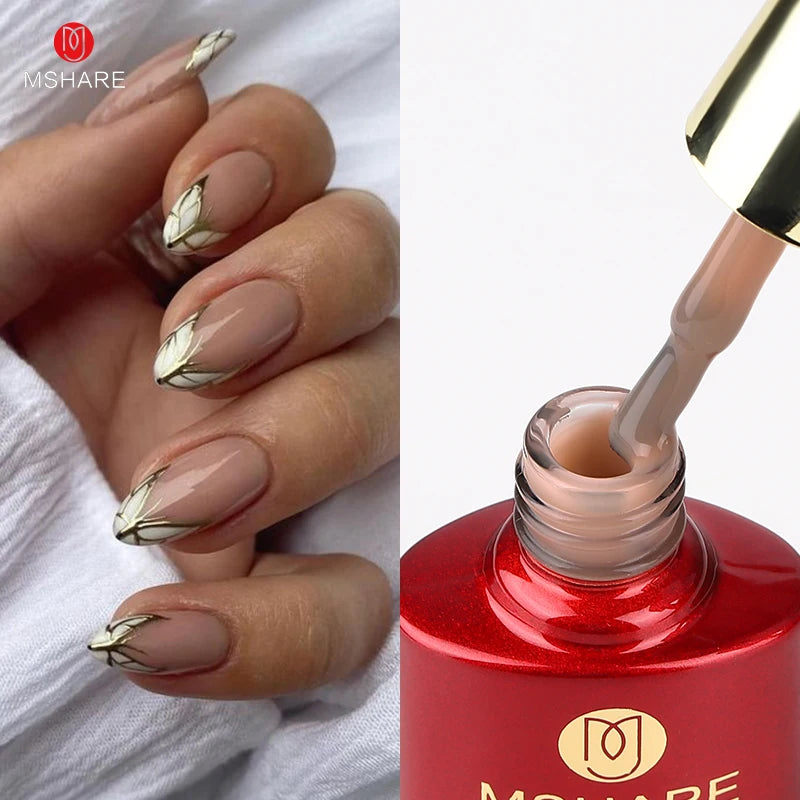 MSHARE Milk Milky White Base Gel Polish Camouflage Color Rubber Base Nail base coat 10ml