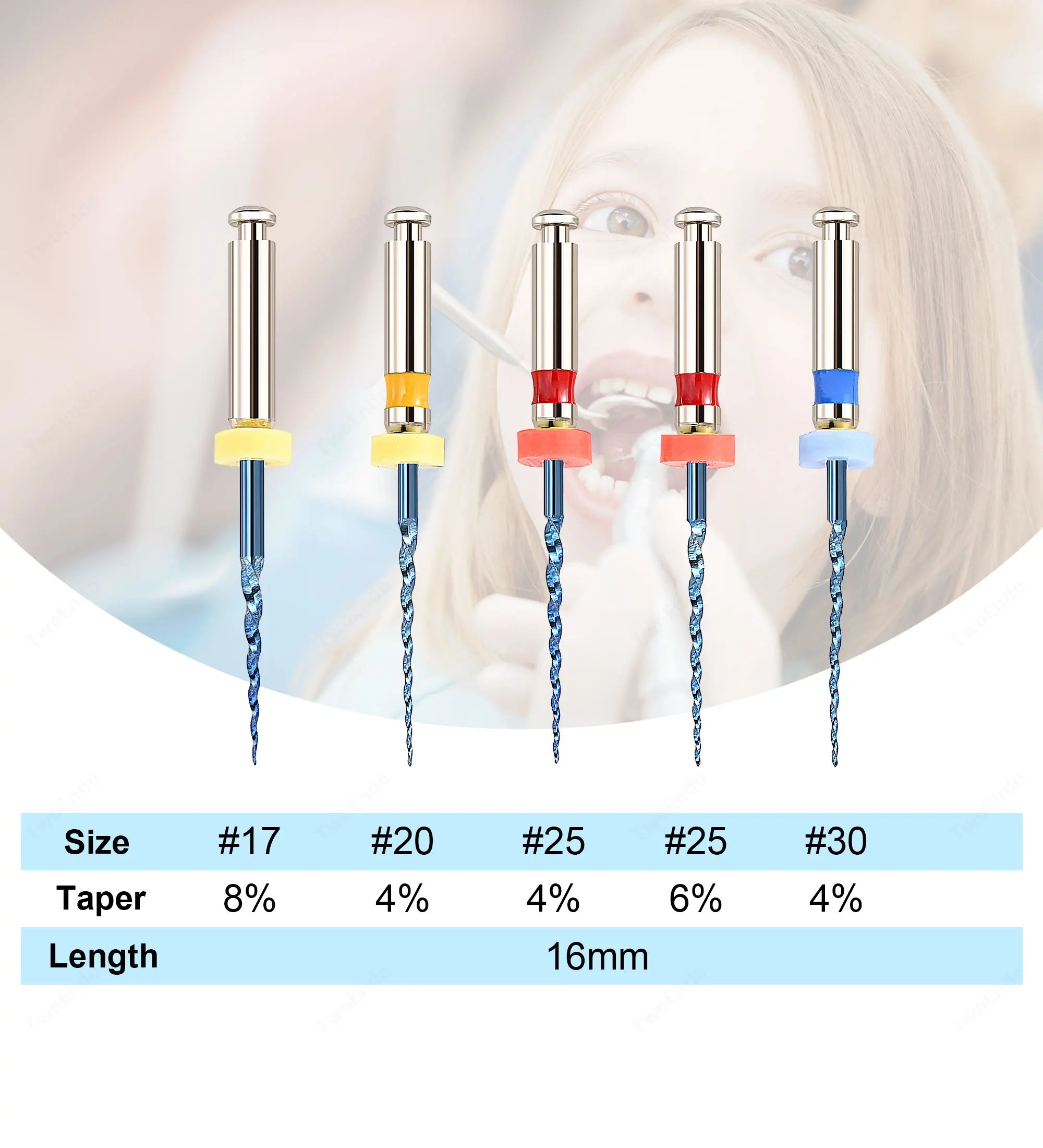 5 PCS/Pack Dental Niti Heat Activated Pediatric Files Rotary For Baby Root Canal Treatment Child Endo Files
