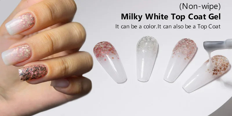 MSHARE Milk Milky White Base Gel Polish Camouflage Color Rubber Base Nail base coat 10ml