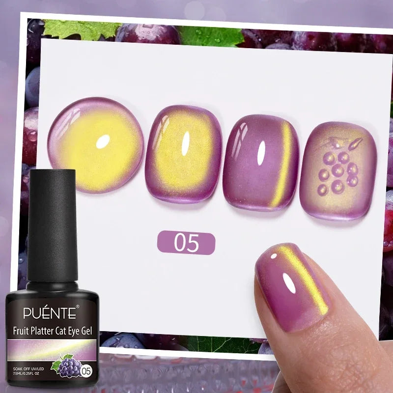 PUENTE 7.5ML Smooth Ceramics Cat Magnetic Gel Nail Polish White Moonlight Shades Cat Eye Soak Off UV Nail Art Varnish Manicure