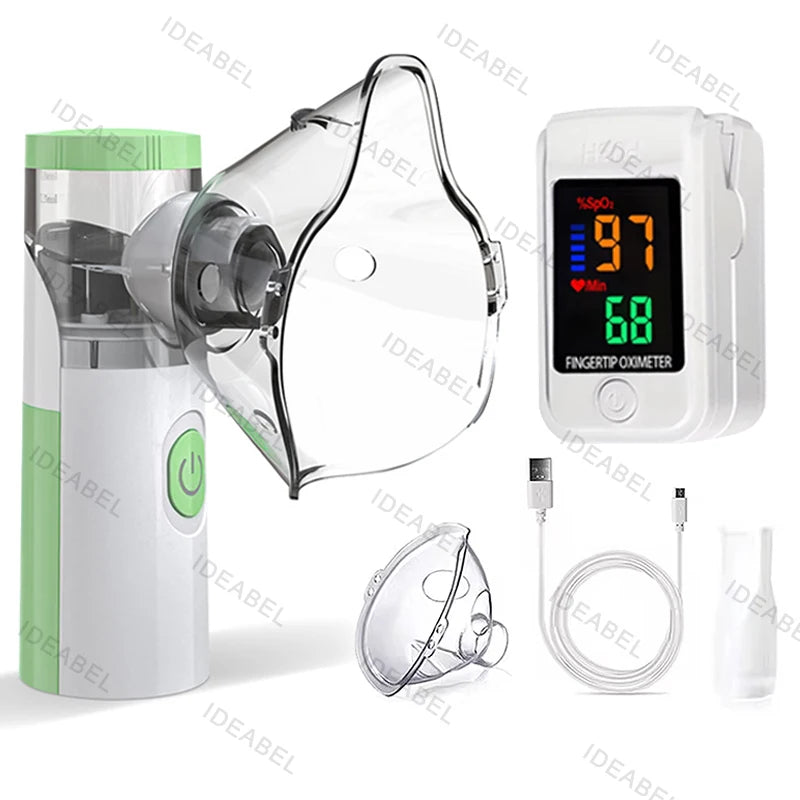 Atomizer Health Care Products Fingertip Pulse Blood Oxygen Portable Nebulizer Mesh Nebulizer Handheld Medical Asthma Inhaler