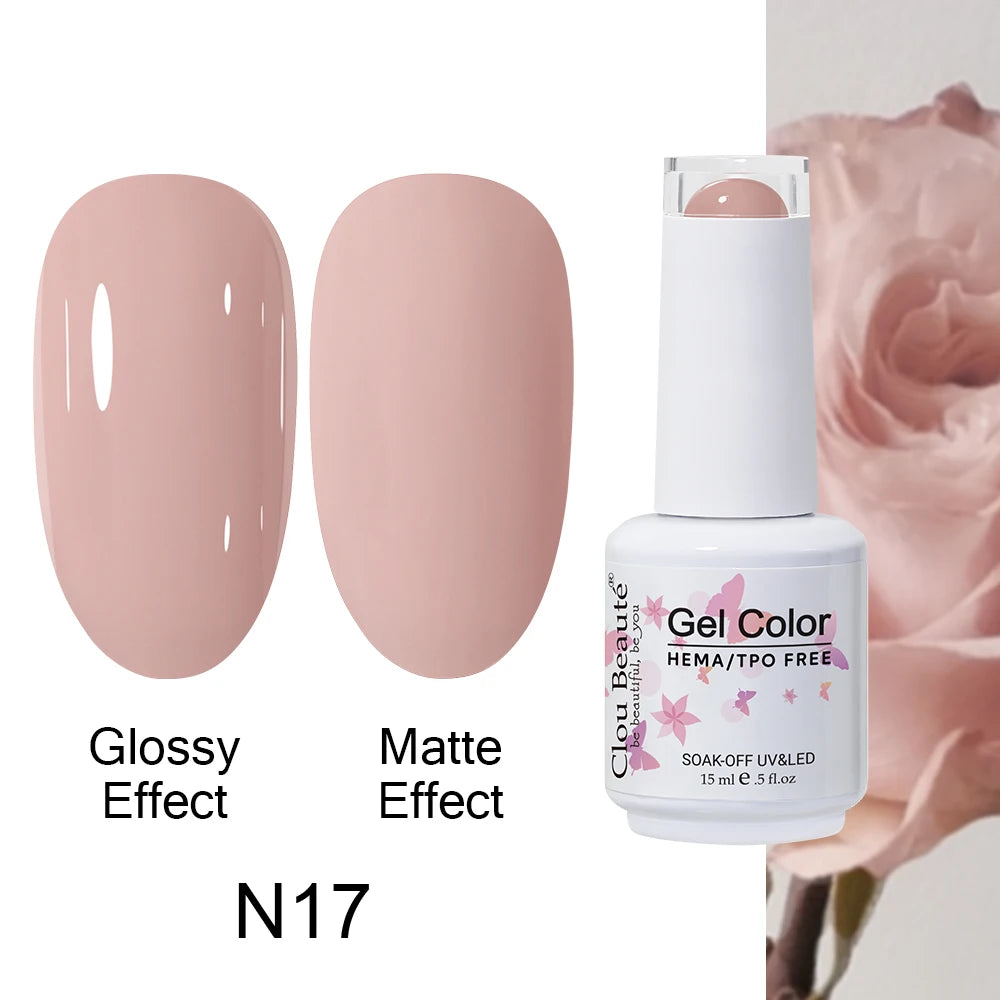 Clou Beaute 15ml HEMA TPO FREE Color Gel Nail Polish Nude Pink Red Green Collection Nail Gel Polish Glitter Soak Off UV LED Gel