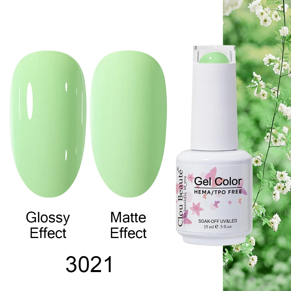 Clou Beaute 15ml HEMA TPO FREE Color Gel Nail Polish Nude Pink Red Green Collection Nail Gel Polish Glitter Soak Off UV LED Gel