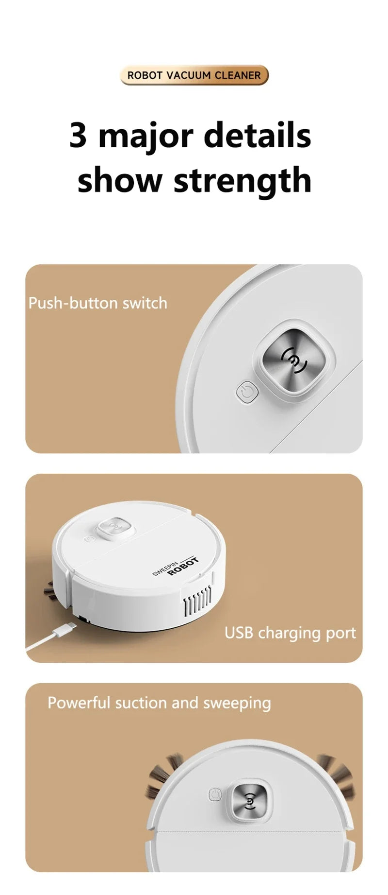 3-in-1 Low Noise Mini Sweeping Robot Intelligent Sweeping Integrated Fully Automatic Cleaning Sweeping Machine Appliance 2026