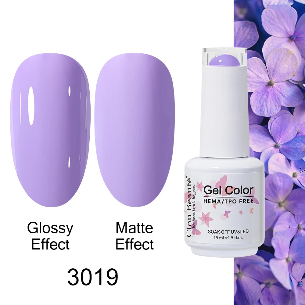 Clou Beaute 15ml HEMA TPO FREE Color Gel Nail Polish Nude Pink Red Green Collection Nail Gel Polish Glitter Soak Off UV LED Gel