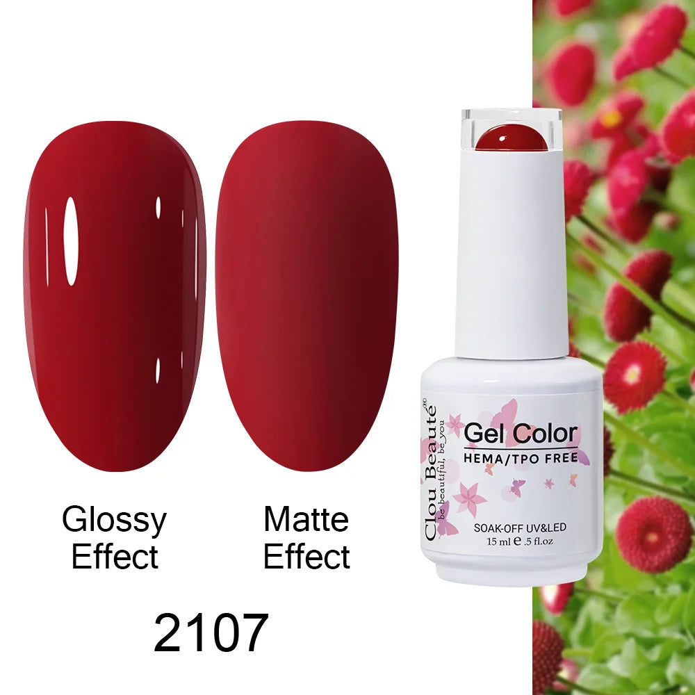 Clou Beaute 15ml HEMA TPO FREE Color Gel Nail Polish Nude Pink Red Green Collection Nail Gel Polish Glitter Soak Off UV LED Gel