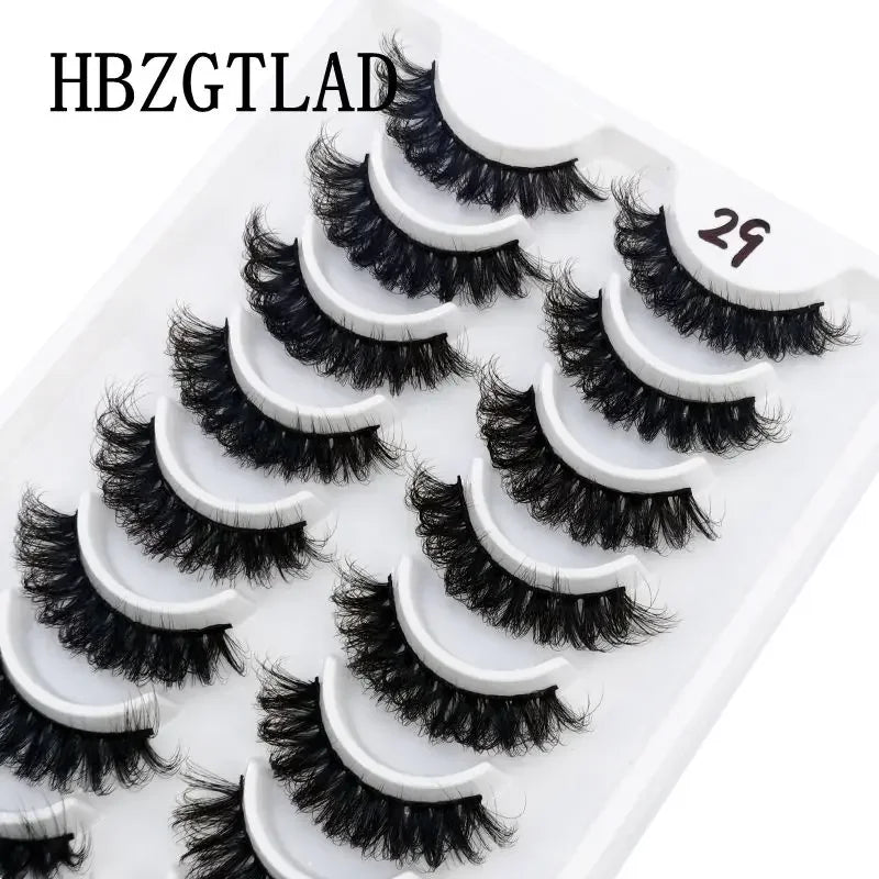HBZGTLAD Russian Strip Lashes 10 Pairs 3D Mink Lashes Natural Eyelashes Dramatic False Eyelashes Wholesale Eyelash Extension