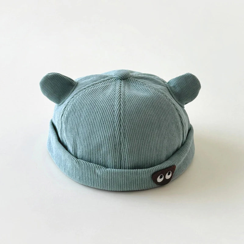 Autumn Corduroy Baby Landlord Hat Cartoon Ear Toddler Melon Cap 1-4year Kids Solid Color Bonnet Children Brimless Docker Caps 모자