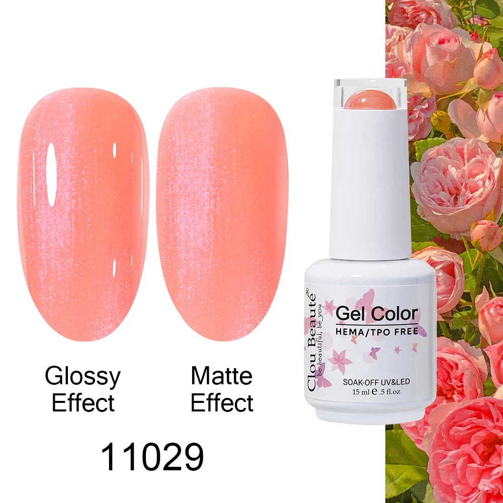 Clou Beaute 15ml HEMA TPO FREE Color Gel Nail Polish Nude Pink Red Green Collection Nail Gel Polish Glitter Soak Off UV LED Gel