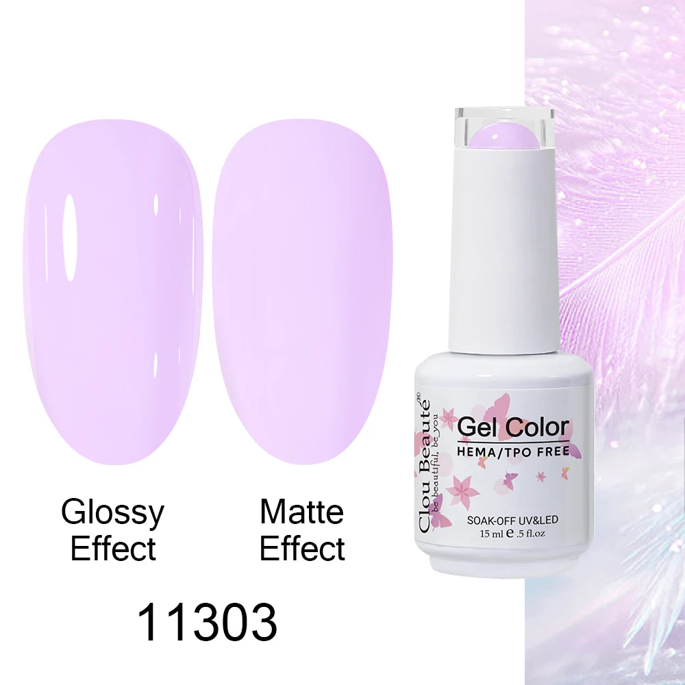 Clou Beaute 15ml HEMA TPO FREE Color Gel Nail Polish Nude Pink Red Green Collection Nail Gel Polish Glitter Soak Off UV LED Gel