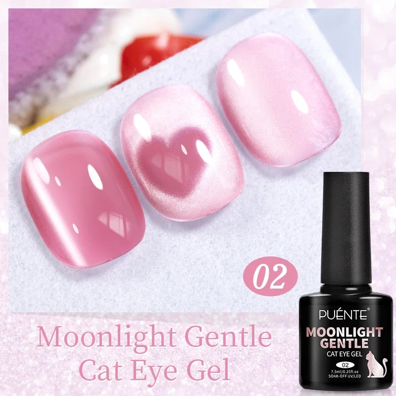 PUENTE 7.5ML Smooth Ceramics Cat Magnetic Gel Nail Polish White Moonlight Shades Cat Eye Soak Off UV Nail Art Varnish Manicure