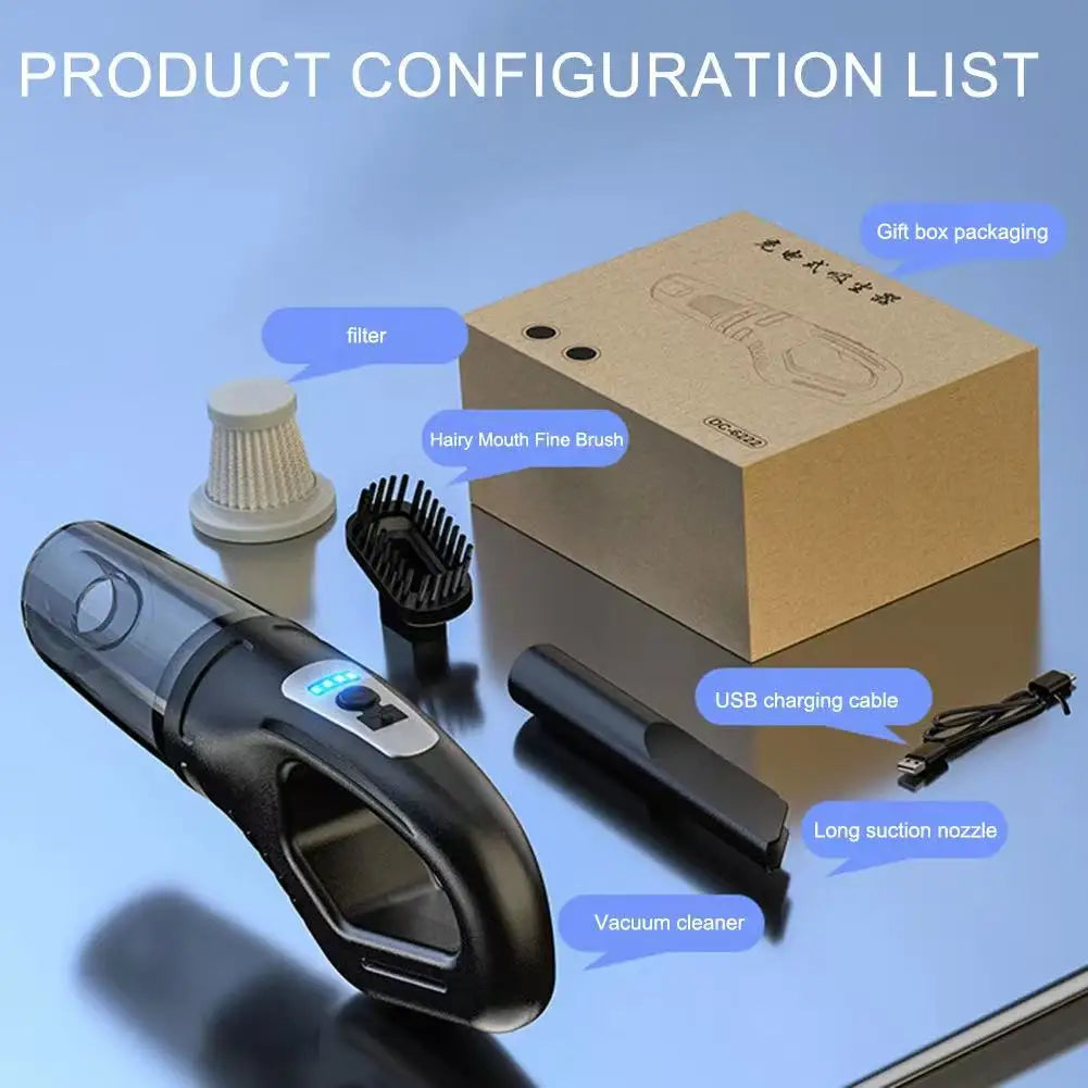 Wireless Vacuum Cleaner Powerful Suction Rechargeable Handheld Vacuum Cleaner Quick Charge for Car Home Pet Hair