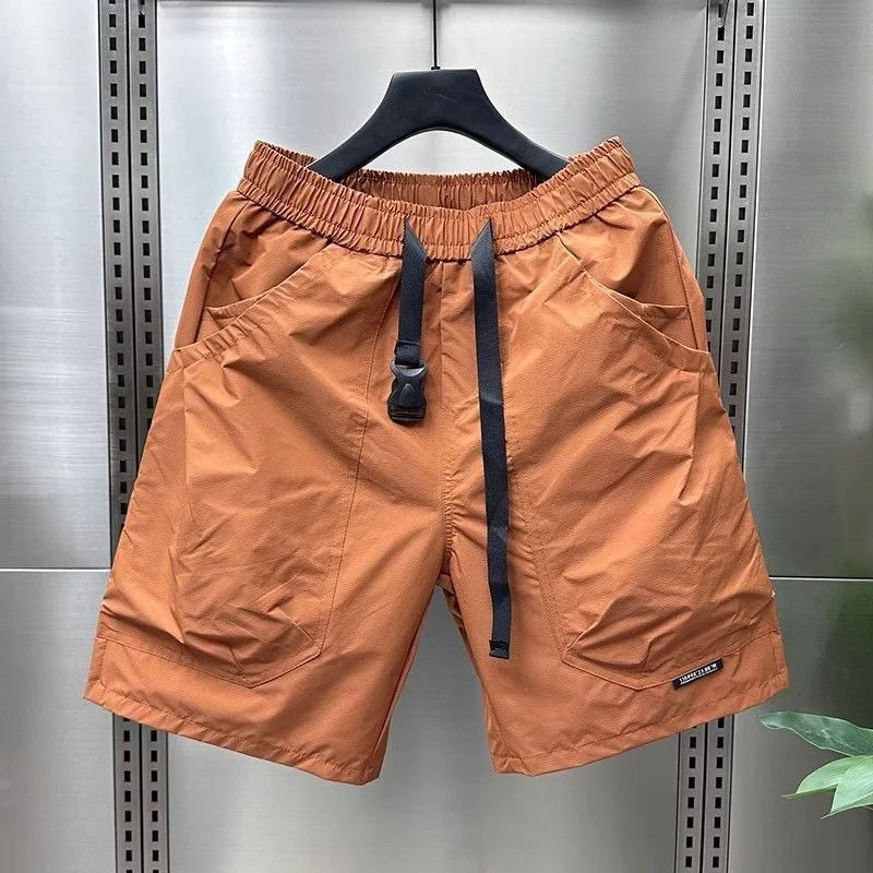 2026 Men's Large Pocket Waistband Work Shorts Summer Thin New Loose Straight Half Middle Pants