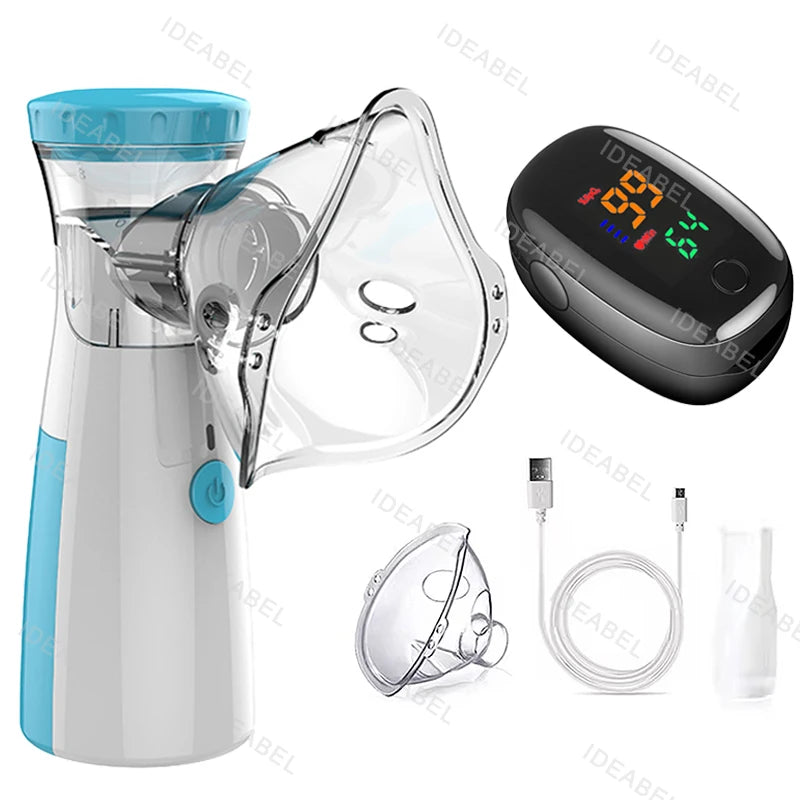 Atomizer Health Care Products Fingertip Pulse Blood Oxygen Portable Nebulizer Mesh Nebulizer Handheld Medical Asthma Inhaler