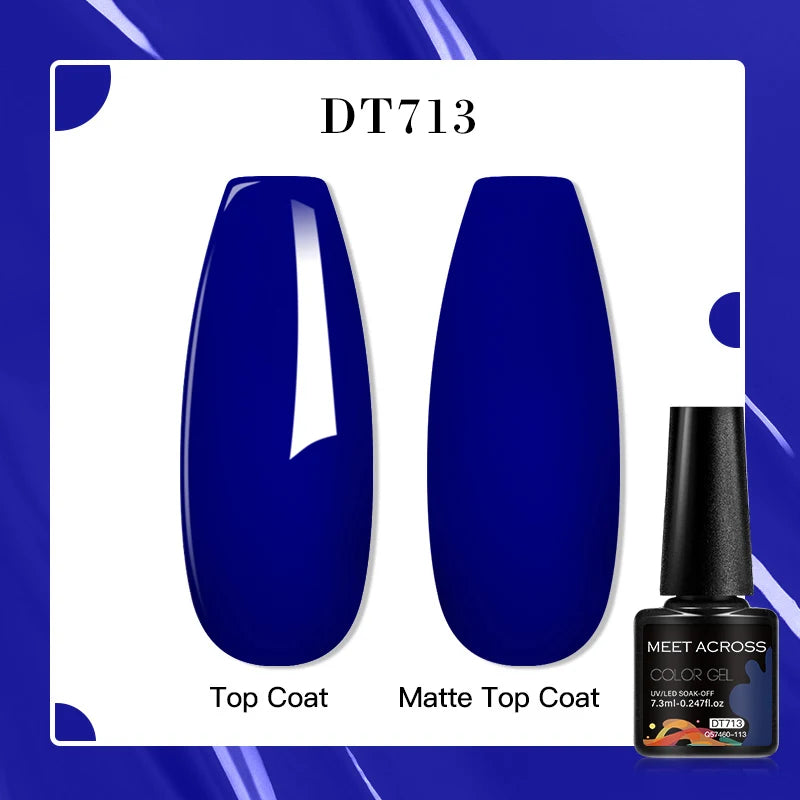 MEET ACROSS 160 Colors 7.3ml Gel Nail Polish Pink Green Blue Fluorescent Summer Glitter Varnish Semi Permanent Nail Art Gel