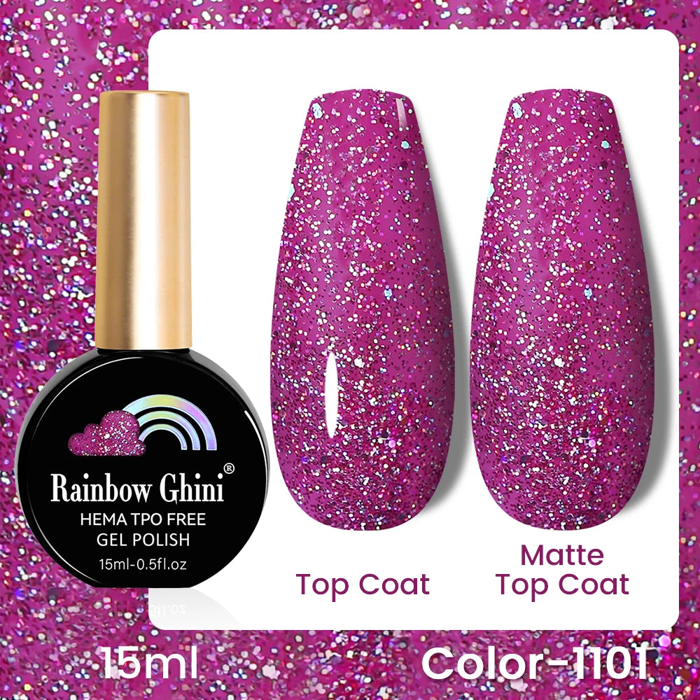 RG 15ML 146Colors HEMA&TPO Free Long Lasting Nail Polish Colorful UV Nail Gel Top Base Coat Supplies For Professional Manicure