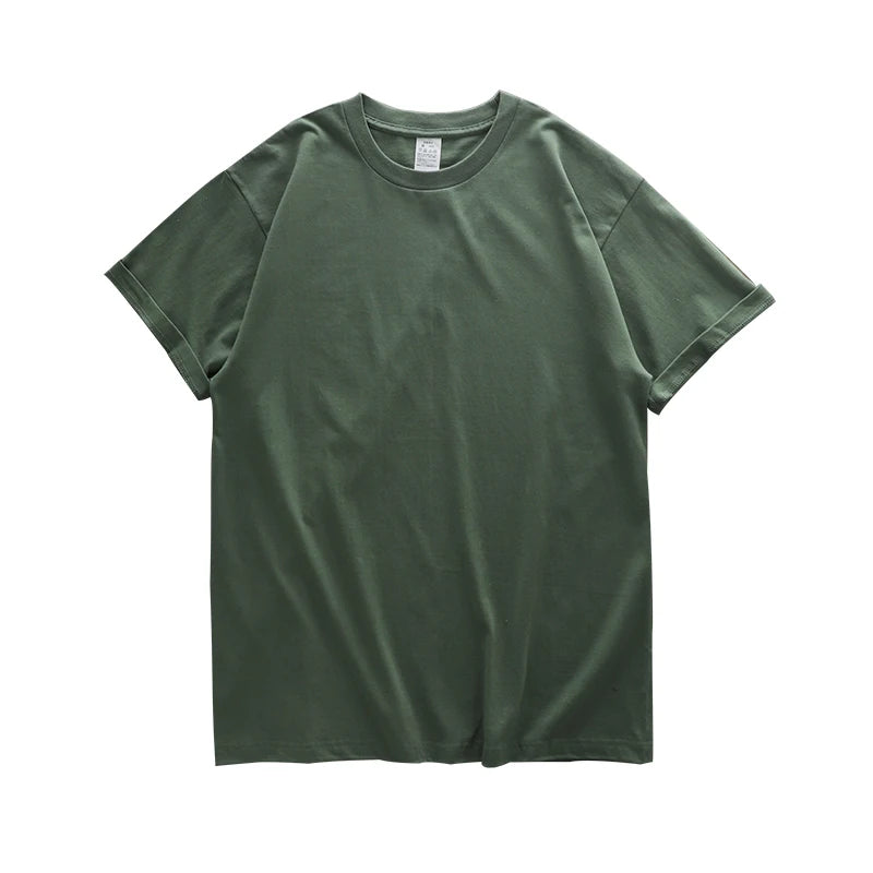 Dukeen 280gsm Oversized Heavy T-Shirt for Men Summer Short Sleeve Tee Cotton Solid Color Top Casual T Shirts One Piece