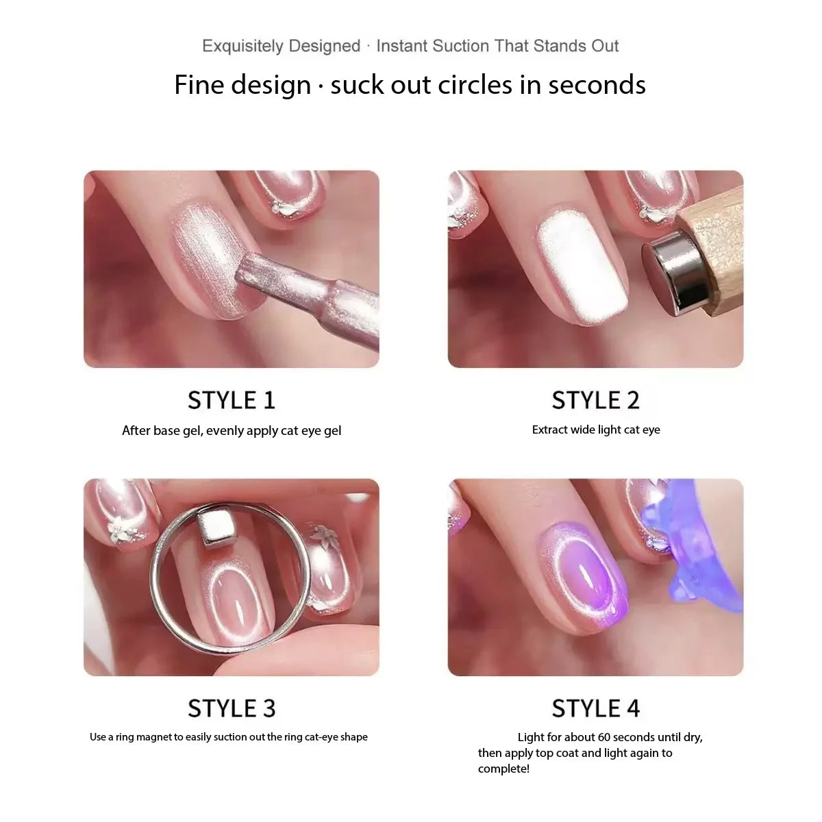 Professional UV Nail Art Tools with Easy Setup 3D Cat's Eye Super Strong Circular Magnet Double Sided-New Design Salon DIY