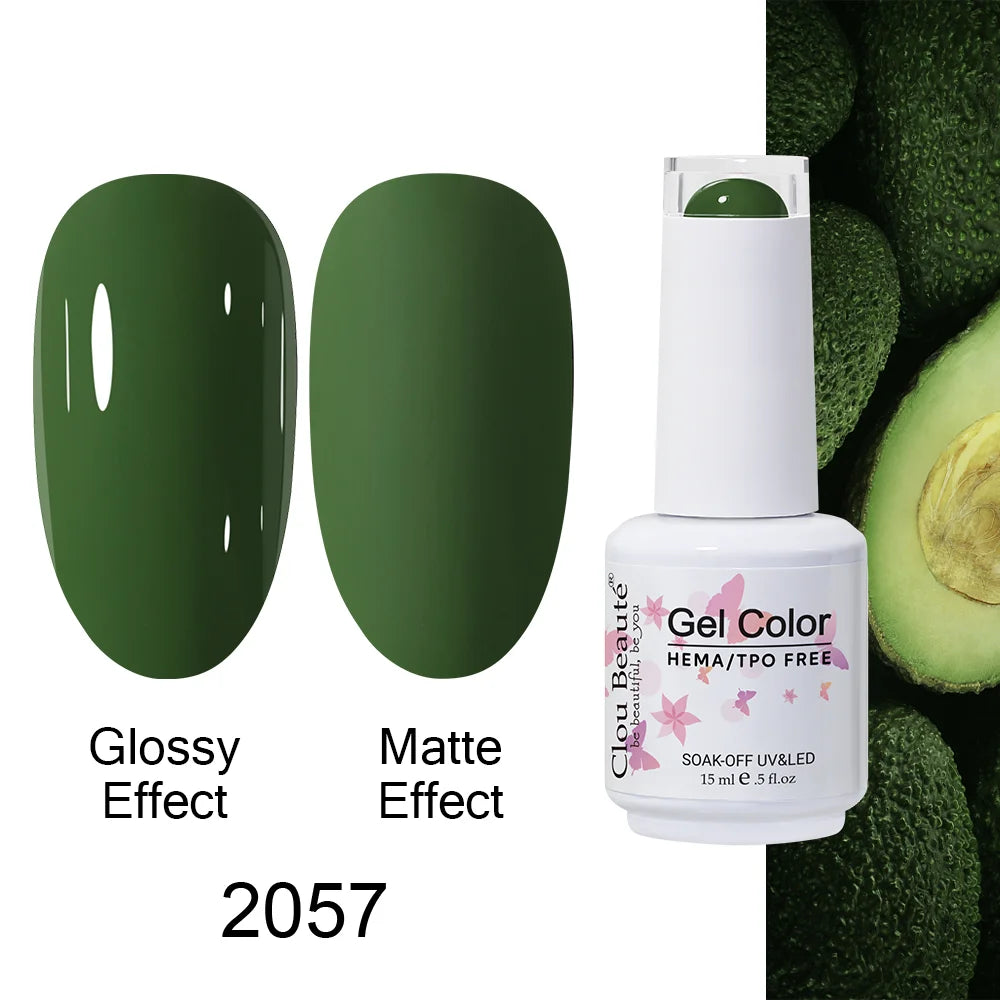 Clou Beaute 15ml HEMA TPO FREE Color Gel Nail Polish Nude Pink Red Green Collection Nail Gel Polish Glitter Soak Off UV LED Gel