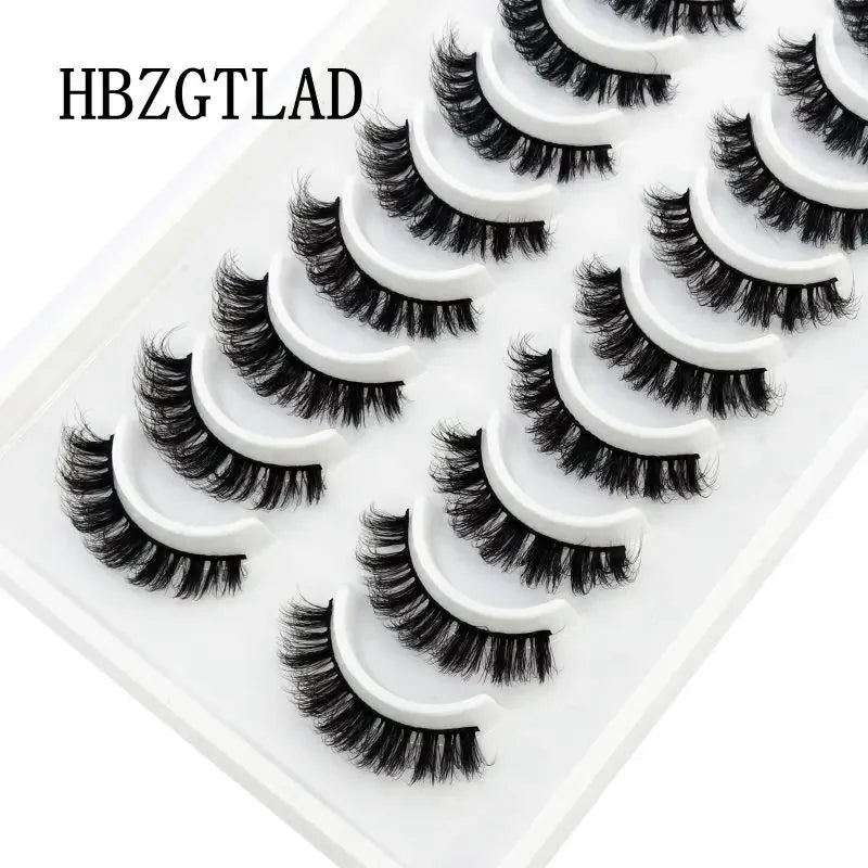 HBZGTLAD Russian Strip Lashes 10 Pairs 3D Mink Lashes Natural Eyelashes Dramatic False Eyelashes Wholesale Eyelash Extension
