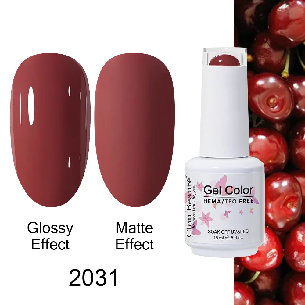 Clou Beaute 15ml HEMA TPO FREE Color Gel Nail Polish Nude Pink Red Green Collection Nail Gel Polish Glitter Soak Off UV LED Gel