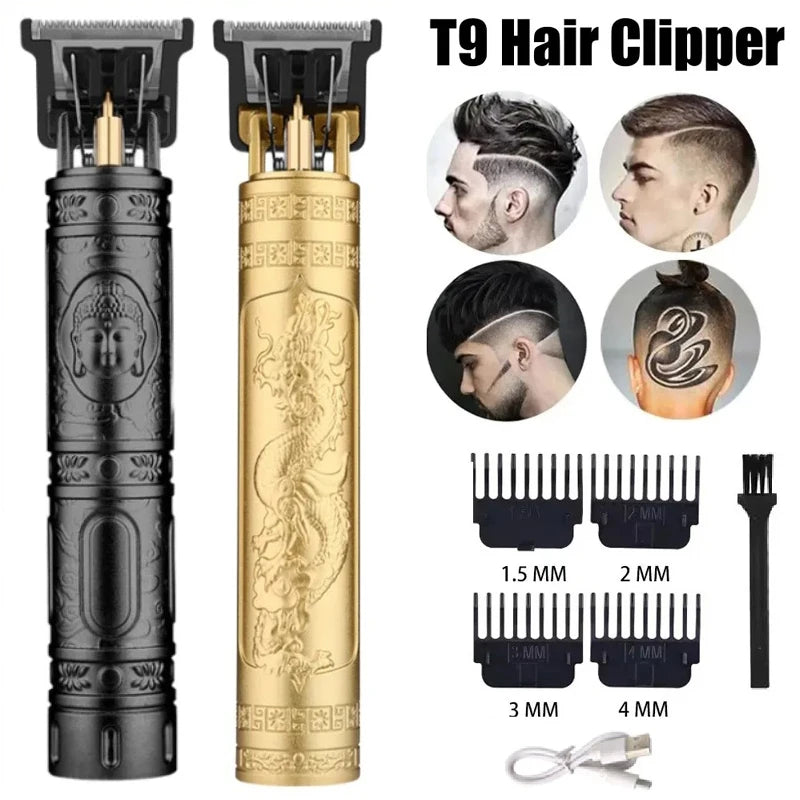 T9 Vintage USB Hair Clipper Professional Trimmer Cordless Haircut Machine Shaver Rechargeable Hair Trimmer Adjustable Barber